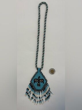 Beaded Lanyard with Thunderbird Medallion. Circa 1960s